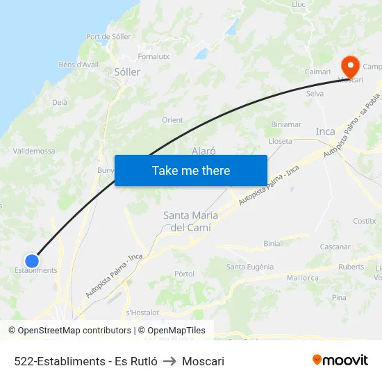 522-Establiments - Es Rutló to Moscari map