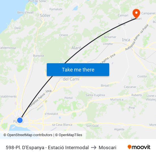 598-Pl. D'Espanya - Estació Intermodal to Moscari map