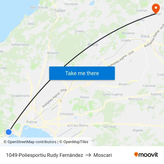 1049-Poliesportiu Rudy Fernàndez to Moscari map