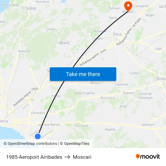 1985-Aeroport Arribades to Moscari map