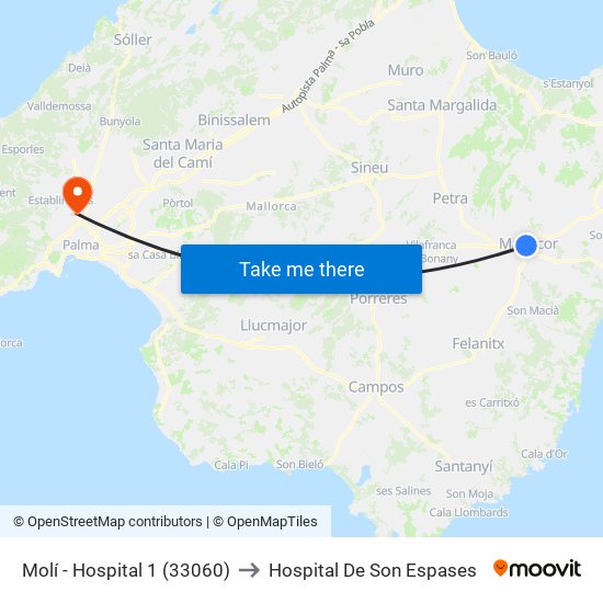 Molí - Hospital 1 (33060) to Hospital De Son Espases map