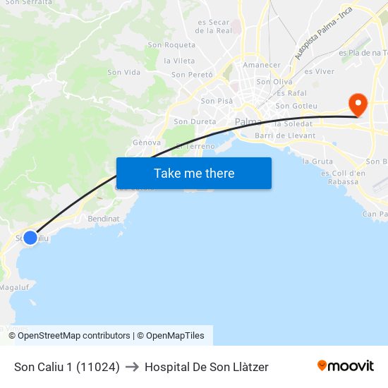 Son Caliu 1 (11024) to Hospital De Son Llàtzer map