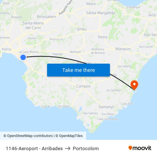 1146-Aeroport - Arribades to Portocolom map
