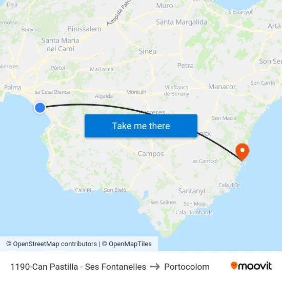 1190-Can Pastilla - Ses Fontanelles to Portocolom map