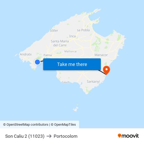 Son Caliu 2 (11023) to Portocolom map