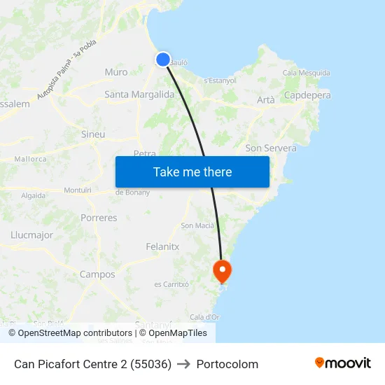 Can Picafort Centre 2 (55036) to Portocolom map