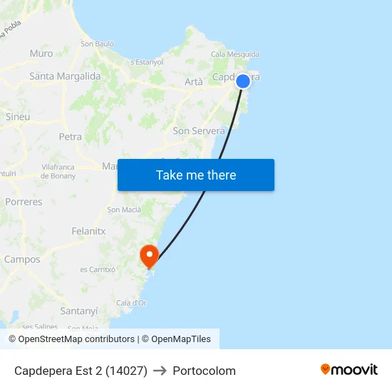 Capdepera Est 2 (14027) to Portocolom map