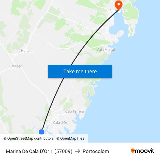 Marina De Cala D'Or 1 (57009) to Portocolom map