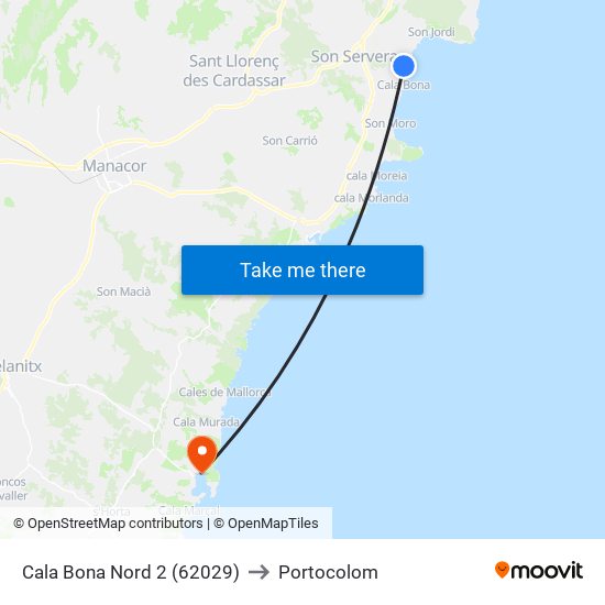 Cala Bona Nord 2 (62029) to Portocolom map