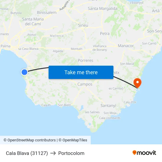 Cala Blava (31127) to Portocolom map