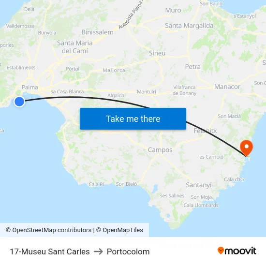 17-Museu Sant Carles to Portocolom map