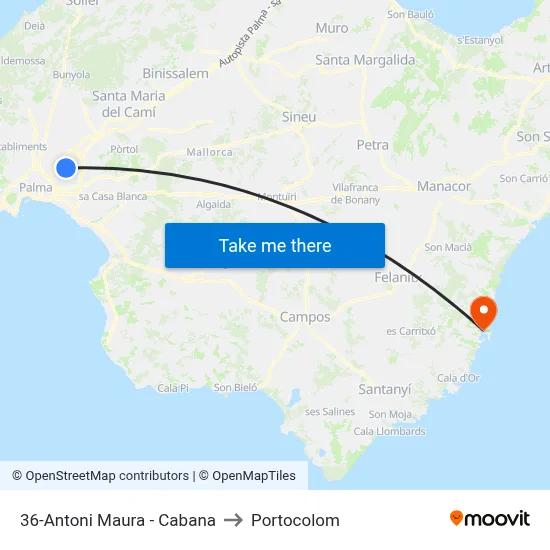 36-Antoni Maura - Cabana to Portocolom map