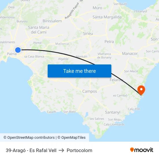 39-Aragó - Es Rafal Vell to Portocolom map