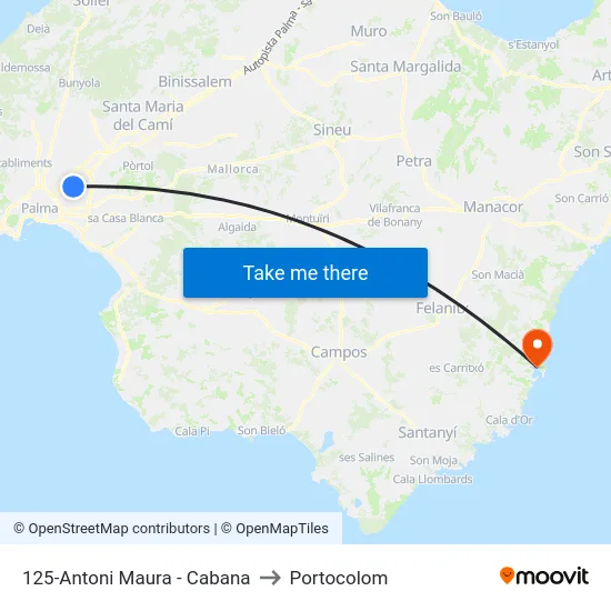 125-Antoni Maura - Cabana to Portocolom map