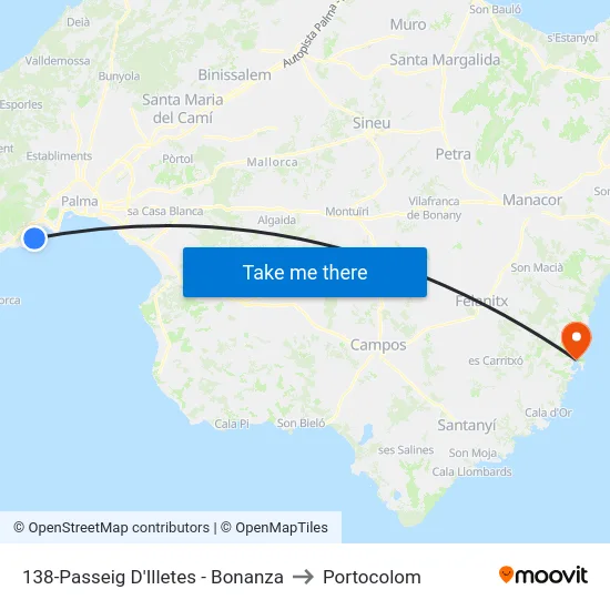 138-Passeig D'Illetes - Bonanza to Portocolom map
