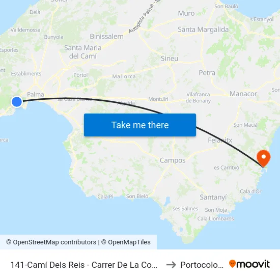 141-Camí Dels Reis - Carrer De La Coma to Portocolom map