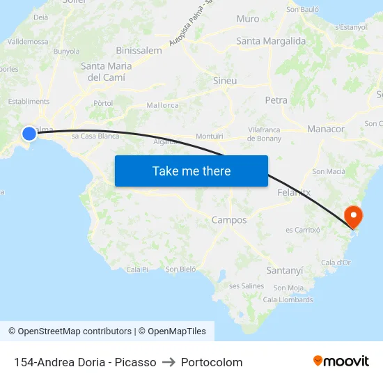 154-Andrea Doria - Picasso to Portocolom map