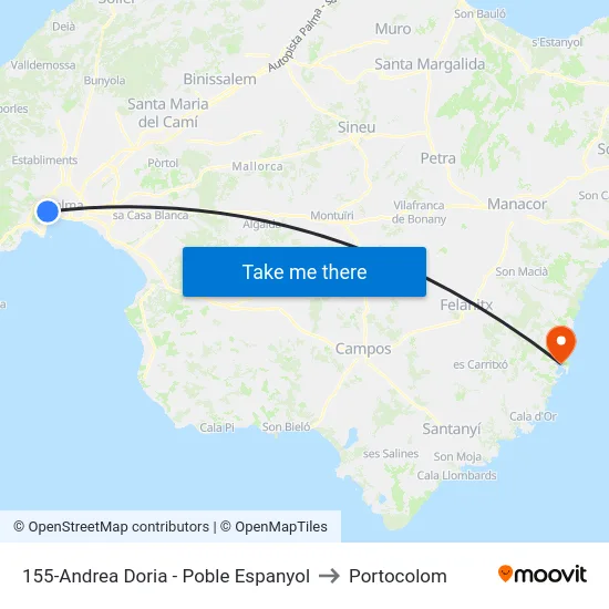 155-Andrea Doria - Poble Espanyol to Portocolom map