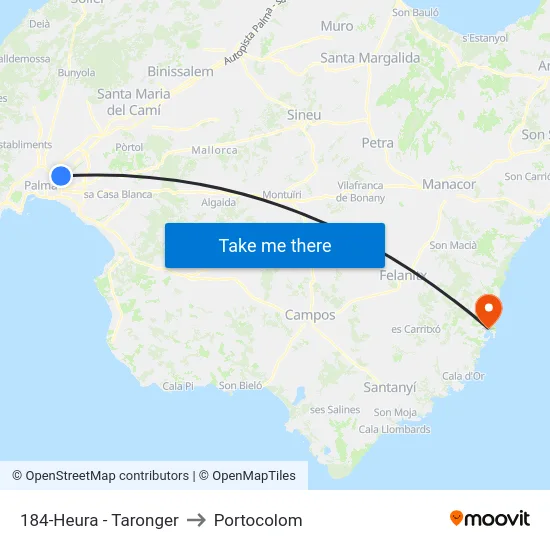 184-Heura - Taronger to Portocolom map