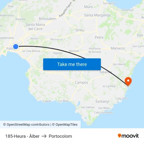 185-Heura - Àlber to Portocolom map