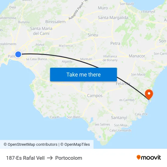 187-Es Rafal Vell to Portocolom map