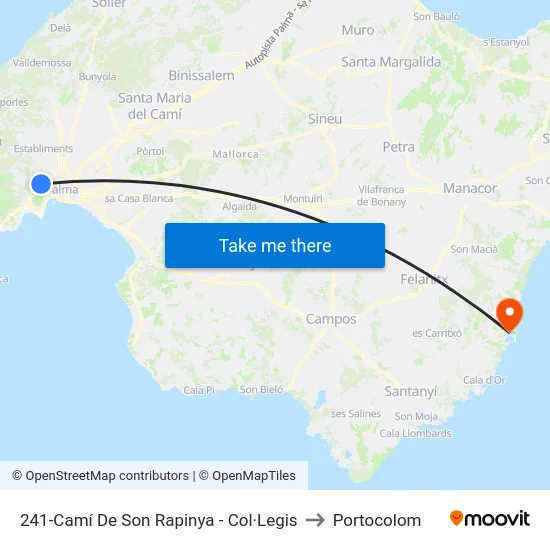 241-Camí De Son Rapinya - Col·Legis to Portocolom map