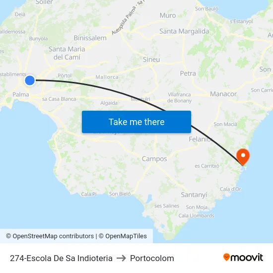 274-Escola De Sa Indioteria to Portocolom map