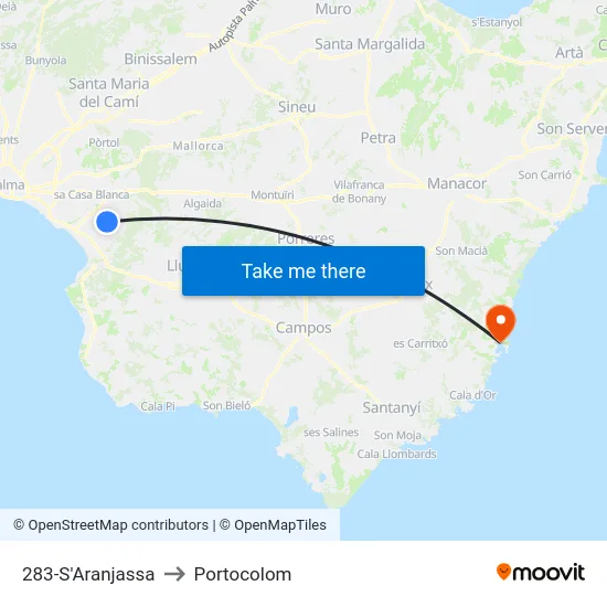 283-S'Aranjassa to Portocolom map