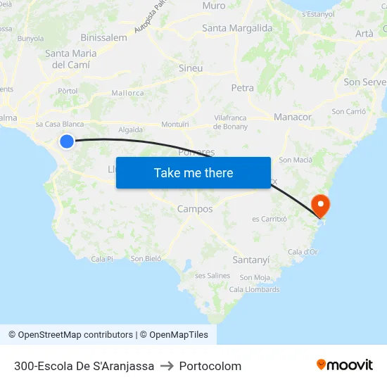 300-Escola De S'Aranjassa to Portocolom map