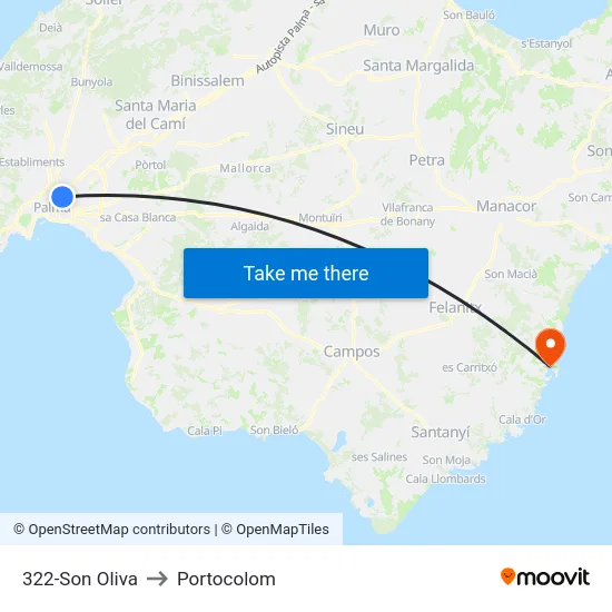 322-Son Oliva to Portocolom map