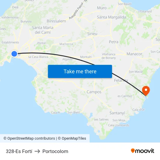 328-Es Fortí to Portocolom map