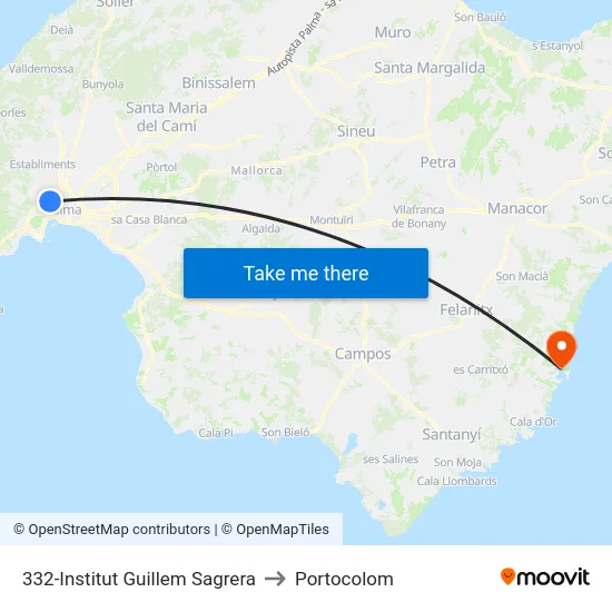 332-Institut Guillem Sagrera to Portocolom map
