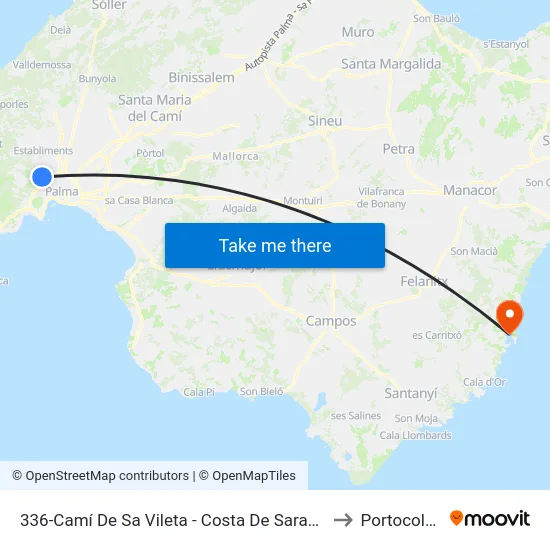 336-Camí De Sa Vileta - Costa De Saragossa to Portocolom map