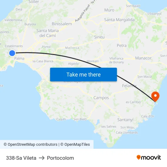 338-Sa Vileta to Portocolom map