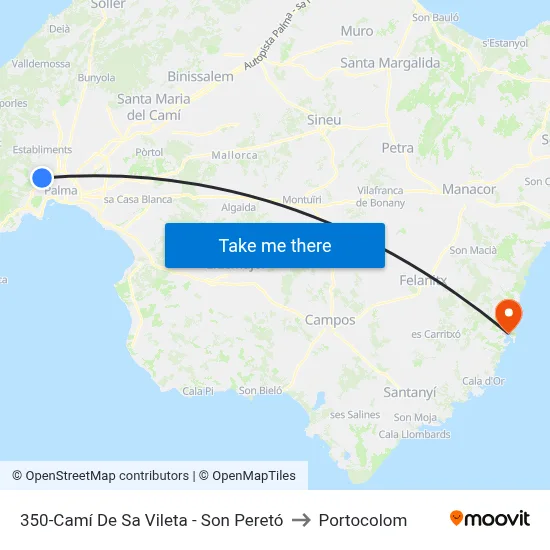 350-Camí De Sa Vileta - Son Peretó to Portocolom map