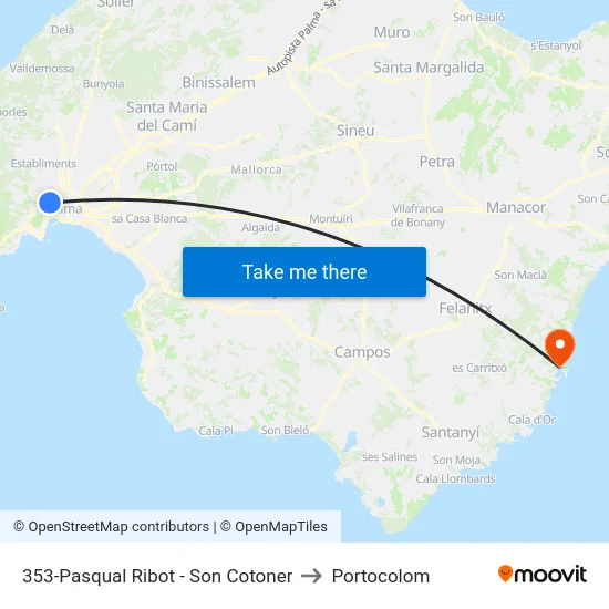 353-Pasqual Ribot - Son Cotoner to Portocolom map