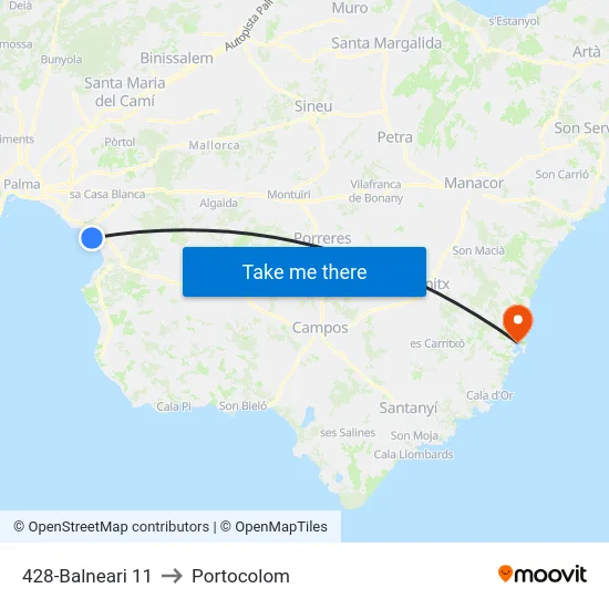 428-Balneari 11 to Portocolom map