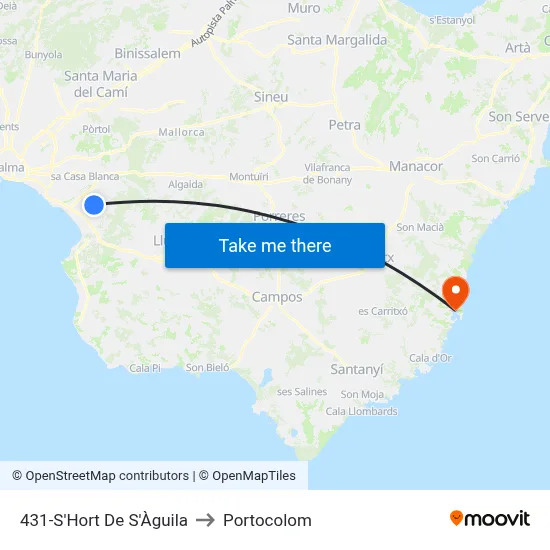 431-S'Hort De S'Àguila to Portocolom map