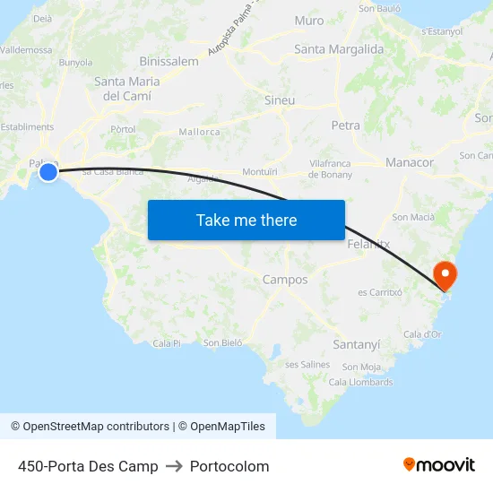 450-Porta Des Camp to Portocolom map