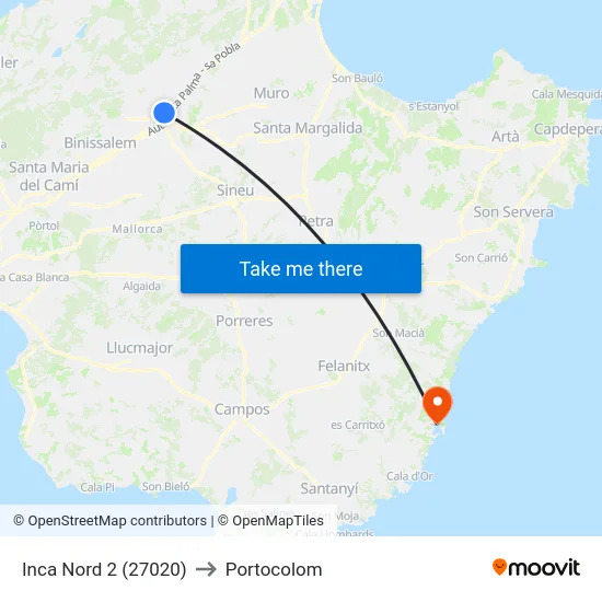 Inca Nord 2 (27020) to Portocolom map
