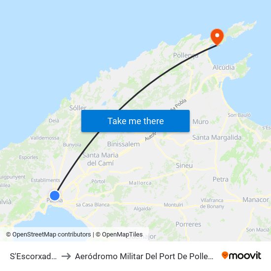 S'Escorxador to Aeródromo Militar Del Port De Pollença map