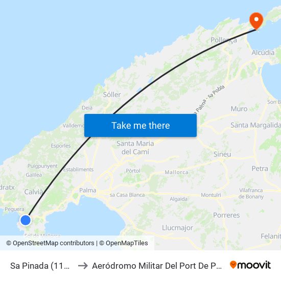 Sa Pinada (11089) to Aeródromo Militar Del Port De Pollença map