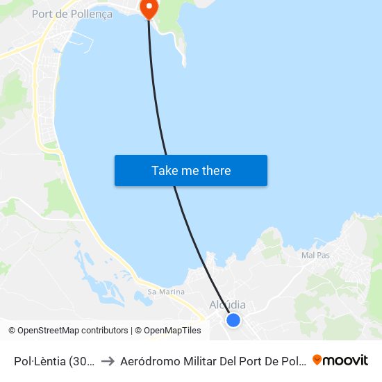 Pol·Lèntia (3033) to Aeródromo Militar Del Port De Pollença map