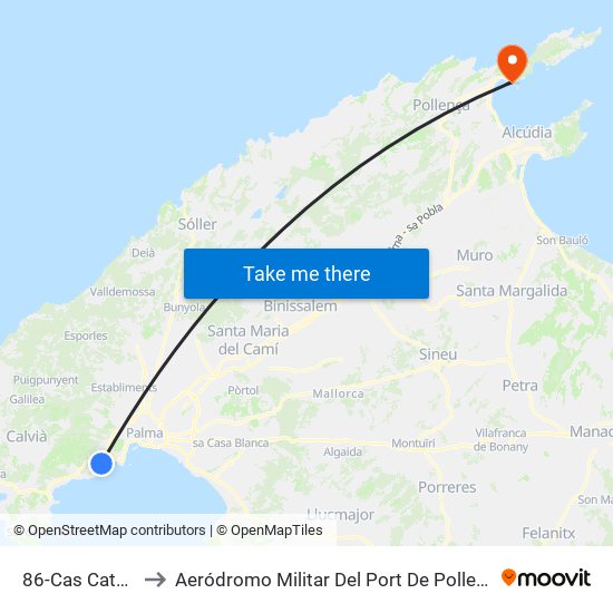 86-Cas Català to Aeródromo Militar Del Port De Pollença map