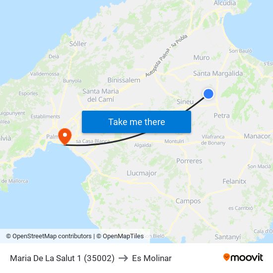 Maria De La Salut 1 (35002) to Es Molinar map