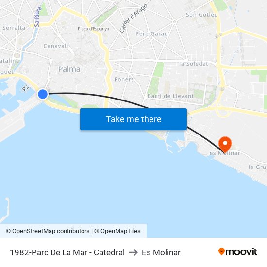 1982-Parc De La Mar - Catedral to Es Molinar map