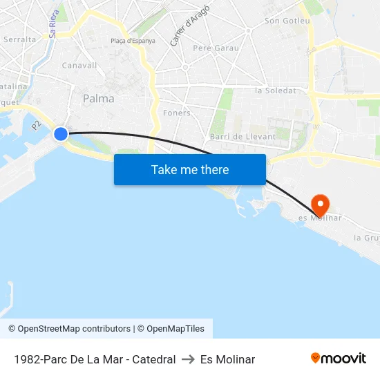 1982-Parc De La Mar - Catedral to Es Molinar map