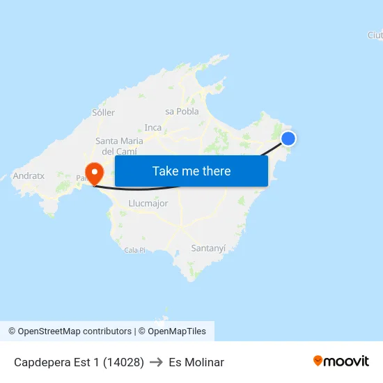 Capdepera Est 1 (14028) to Es Molinar map
