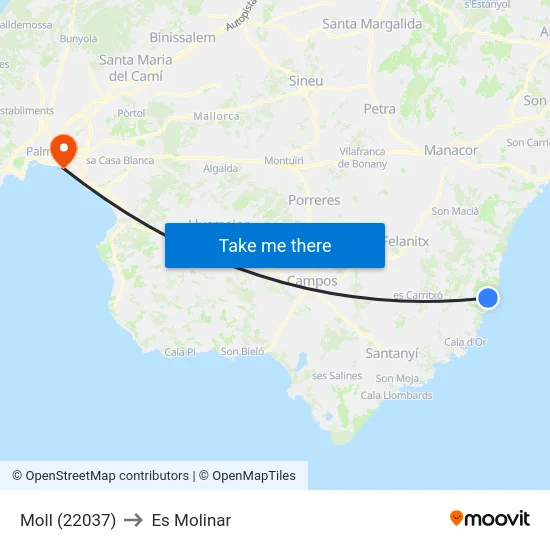 Moll (22037) to Es Molinar map