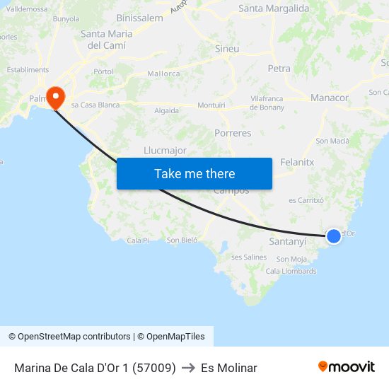 Marina De Cala D'Or 1 (57009) to Es Molinar map